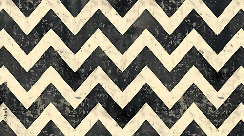 A black and white chevron pattern with a grunge texture. photo