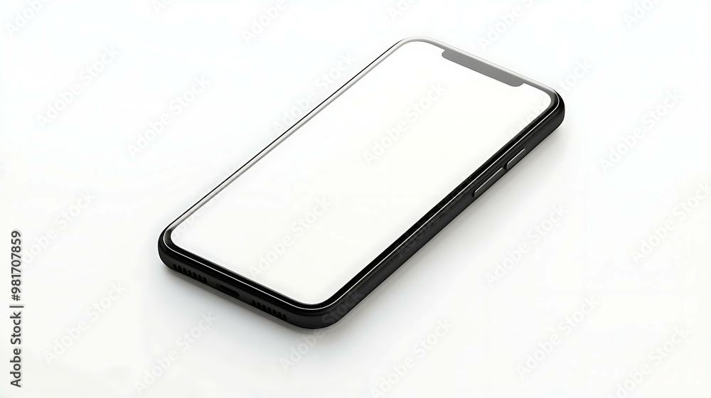Black smartphone with white screen isolated on a white background. Black smartphone with white screen isolated on a white background.