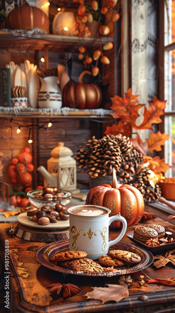 Cozy autumn still life with cocoa Cozy autumn still life with cocoa