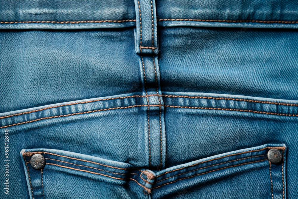 Image focusing on the texture and details of blue jeans, ideal for fashion and style stock photos. Image focusing on the texture and details of blue jeans, ideal for fashion and style stock photos.