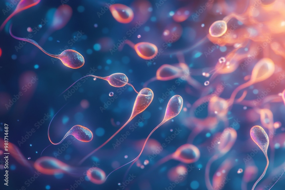 Illustration of spermatozoa under a microscope showcasing fertility concepts and in vitro fertilization processes Illustration of spermatozoa under a microscope showcasing fertility concepts and in vitro fertilization processes