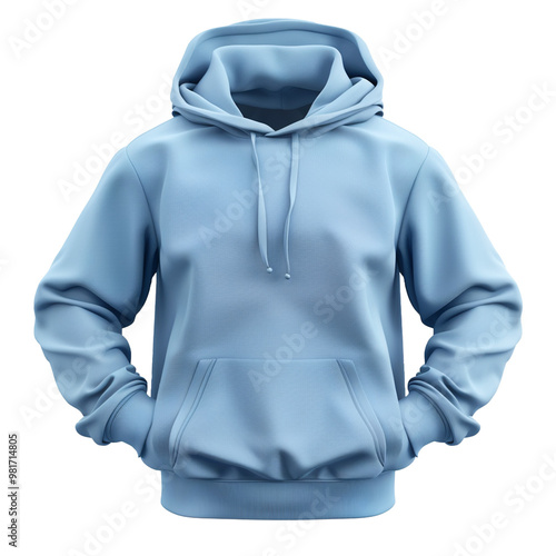 3d blue hoodie png isolated on transparent background