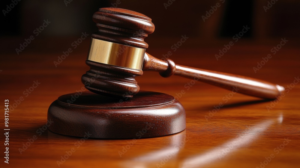 Wooden judge's gavel on a courtroom Wooden judge's gavel on a courtroom