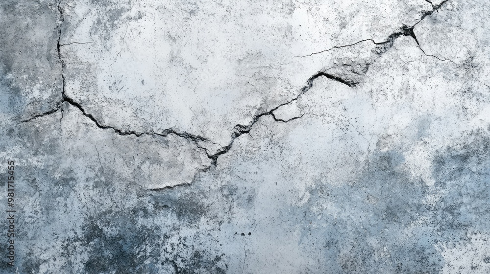 Fototapeta premium Abstract high contrast background. Black, blue and white concrete streaked banner. Cracked concrete background 