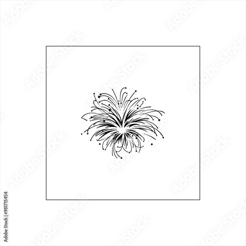 Illustration vector graphic of fireworks icon,  black and white