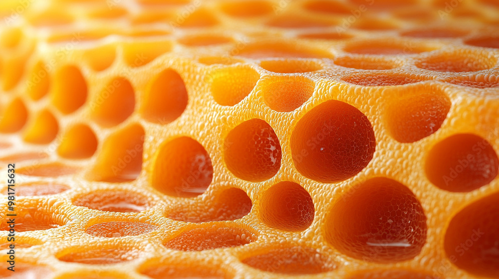 Close-up of honeycomb structure showcasing vibrant golden hues and intricate hexagonal patterns found in nature. Close-up of honeycomb structure showcasing vibrant golden hues and intricate hexagonal patterns found in nature.