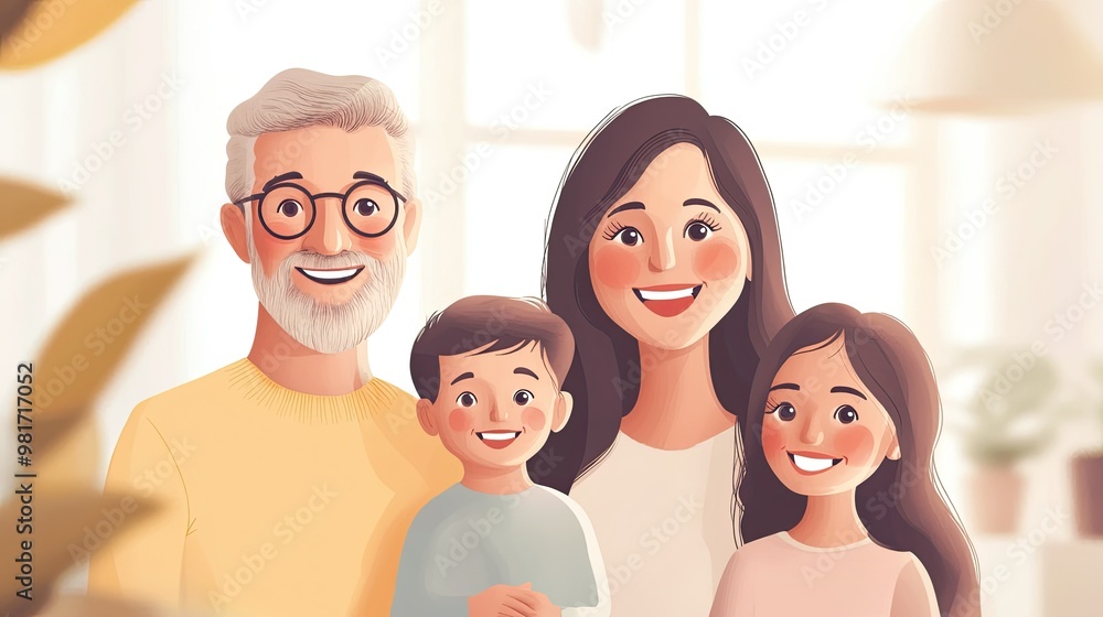 Happy family portrait with empty space for text Happy family portrait with empty space for text