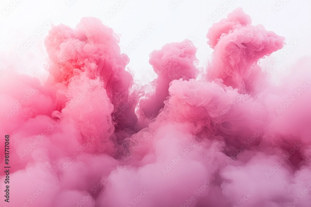 Thick pink smoke billows upward with soft edges and varying opacity, blending beautifully against a stark white background. The ethereal effect captivates the viewer. Thick pink smoke billows upward with soft edges and varying opacity, blending beautifully against a stark white background. The ethereal effect captivates the viewer.