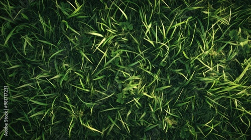 Lush green grass texture with varying lengths 