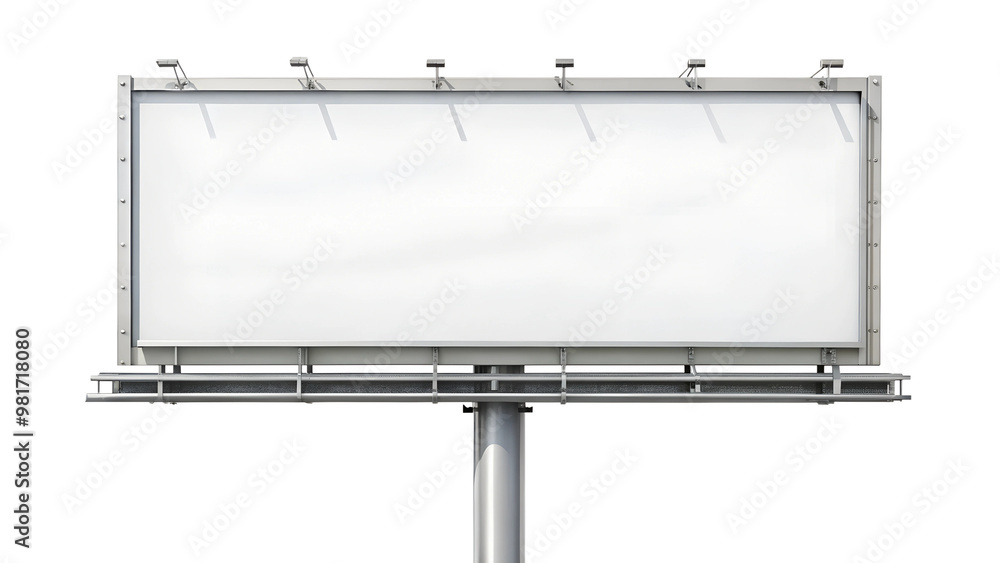 Obraz premium Blank Rectangular Billboard Sign on Metal Frame for Custom Advertisement