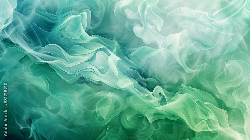 Serene Green Abstract Smoke Background with Soft Swirls Serene Green Abstract Smoke Background with Soft Swirls