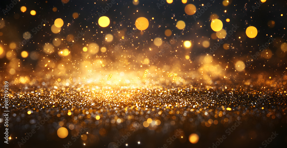 Fototapeta premium A bright gold background with many small gold dots