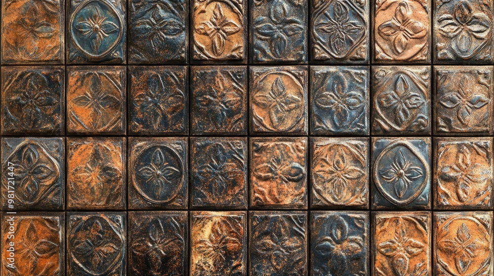 Ceramic tile texture with intricate patterns and a glossy finish