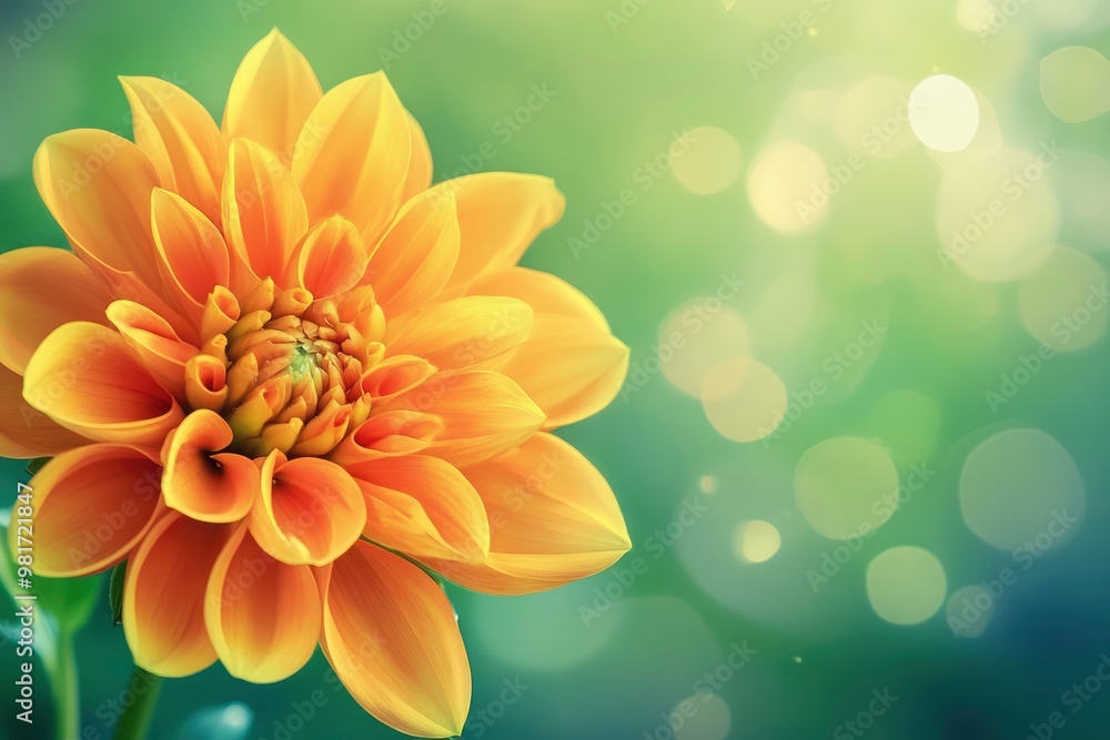 Fototapeta premium bright flower on green background, ai