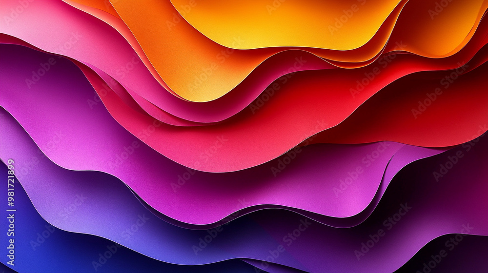 A vibrant abstract background featuring flowing layers of purple, pink, orange, and yellow. Perfect for creative projects. A vibrant abstract background featuring flowing layers of purple, pink, orange, and yellow. Perfect for creative projects.