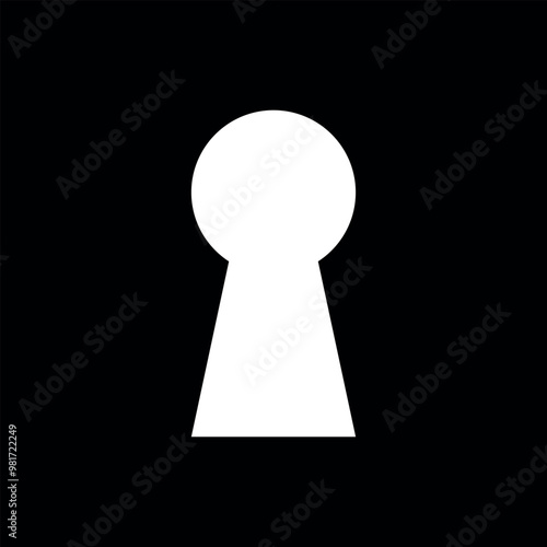 Vector flat key hole lock isolated on black background