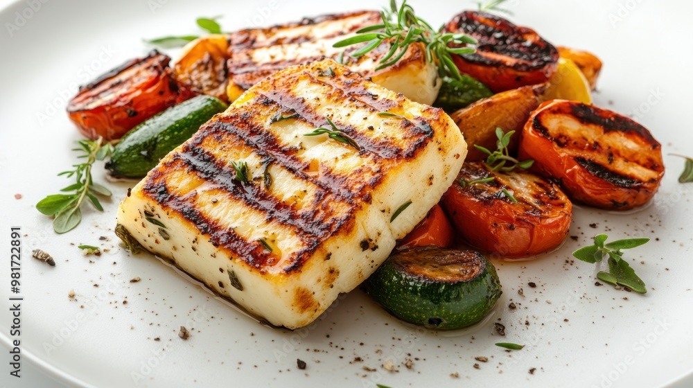 Grilled Halloumi with Colorful Roasted Vegetables Grilled Halloumi with Colorful Roasted Vegetables
