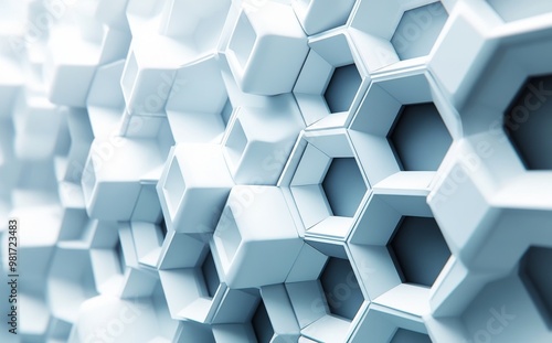 hexagons on white background, futuristic scientific high tech background, business background, copy space, place for text