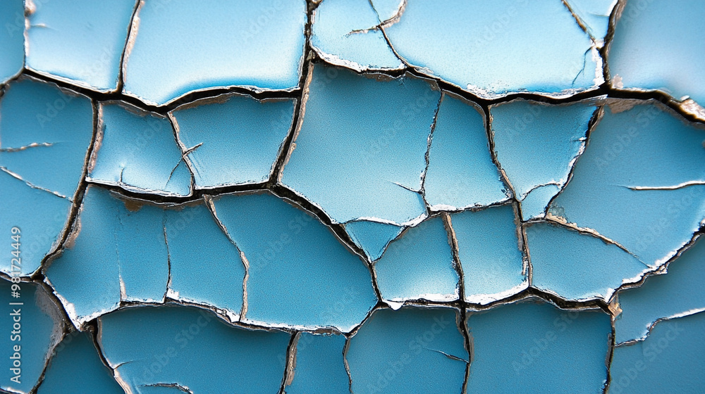 This image showcases a textured surface of cracked blue paint, revealing an intricate pattern and a vintage, weathered look. This image showcases a textured surface of cracked blue paint, revealing an intricate pattern and a vintage, weathered look.