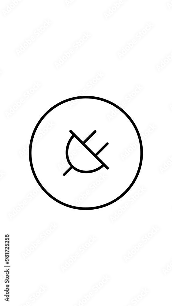 Charger line icon inside circle, charging electricity, black outline, vertical video animation. Charger line icon inside circle, charging electricity, black outline, vertical video animation.