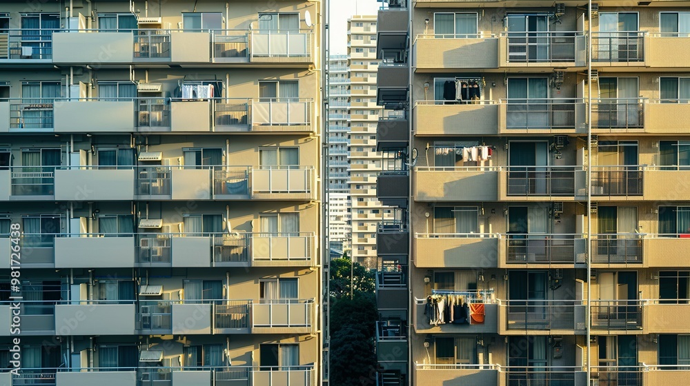 Residential Neighborhood with Apartment Buildings in the Urban Setting Residential Neighborhood with Apartment Buildings in the Urban Setting