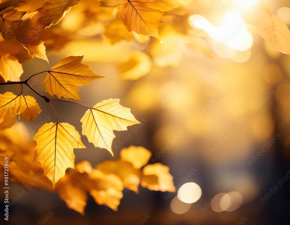 Golden autumn leaves background with depth of field for a warm and cozy seasonal feel Golden autumn leaves background with depth of field for a warm and cozy seasonal feel