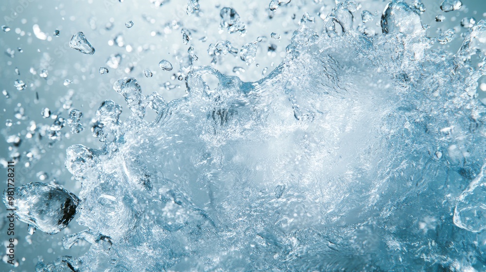 Obraz premium Water Splash with Droplets and Air Bubbles