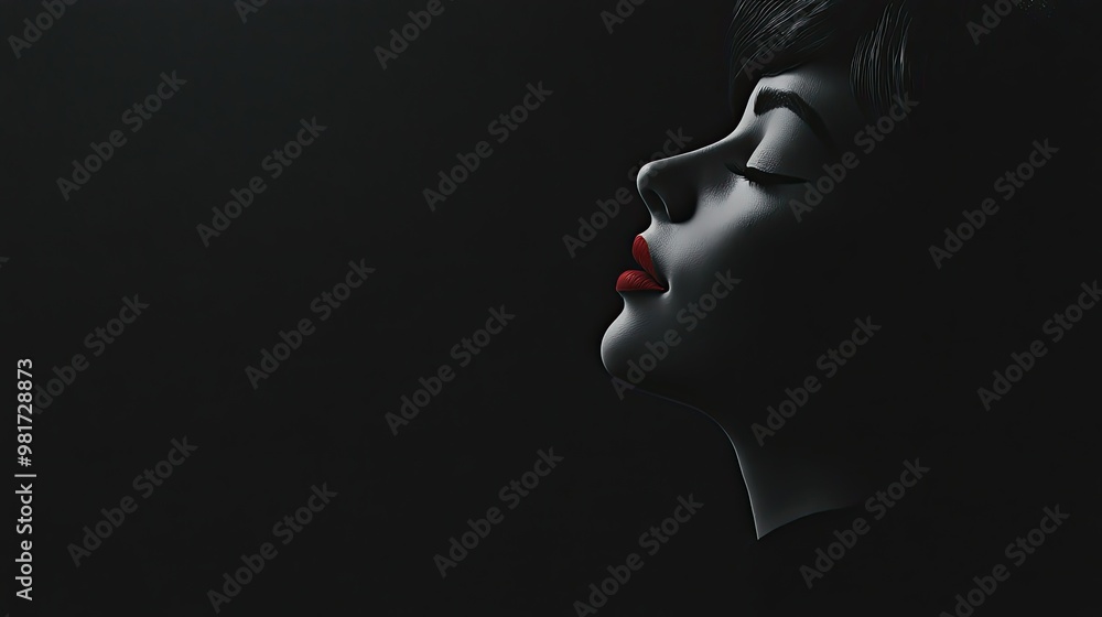 Minimalistic portrait of a woman with a serene expression Minimalistic portrait of a woman with a serene expression