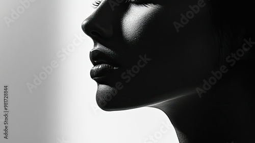 Minimalistic portrait of a woman with a serene expression