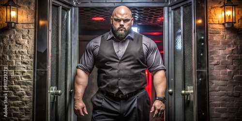 A brutal security staff in front of a disco