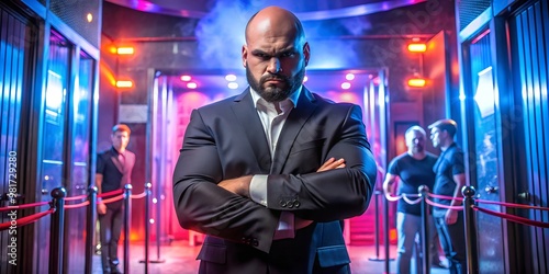 A brutal security staff in front of a disco