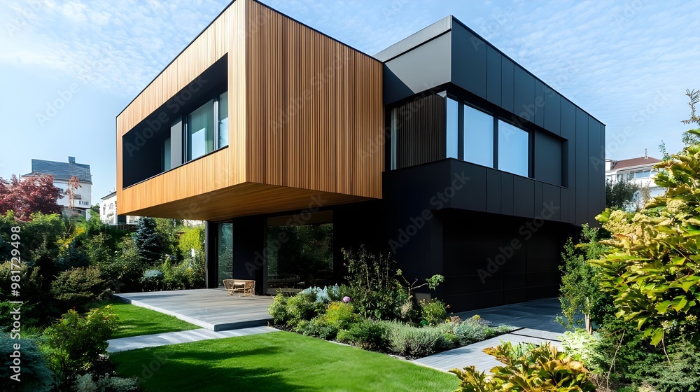 Fototapeta premium Modern luxury house, townhouses. Residential architecture exterior, real estate, housing project
