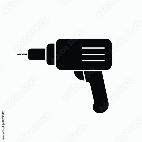 Drill Icon. Appliances, Houseware Elements. Carpentry Tools, Project Equipment Symbols – Vector.