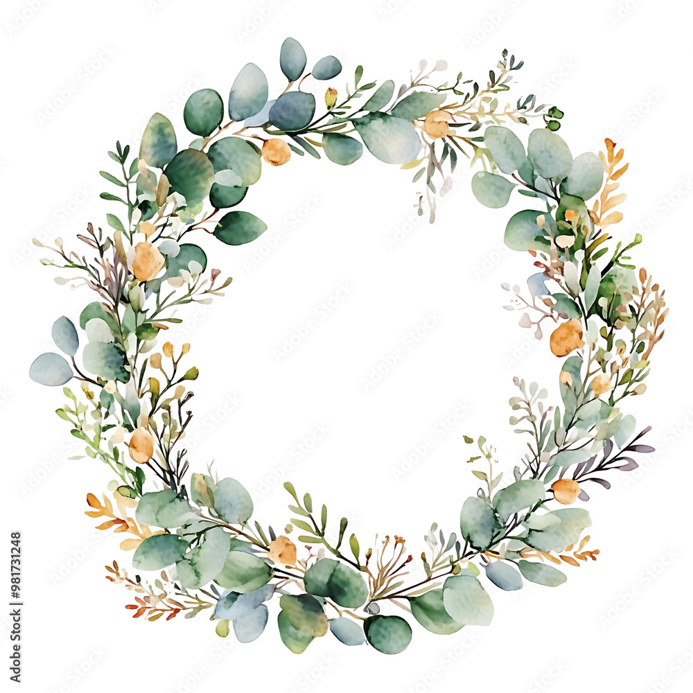Fototapeta premium Beautiful and Elegant Botanical Wreath Design Perfect for Invitations and Decorations