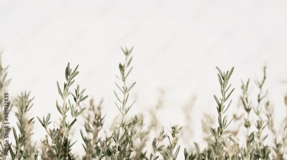 Minimalist nature scene with delicate green plants against a light background, showcasing tranquil and serene vegetation. Minimalist nature scene with delicate green plants against a light background, showcasing tranquil and serene vegetation.