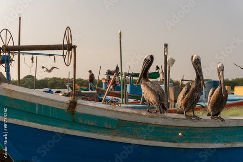 Foto fishing boats in the harbor Puerto Pizarro Tumbes  Perú