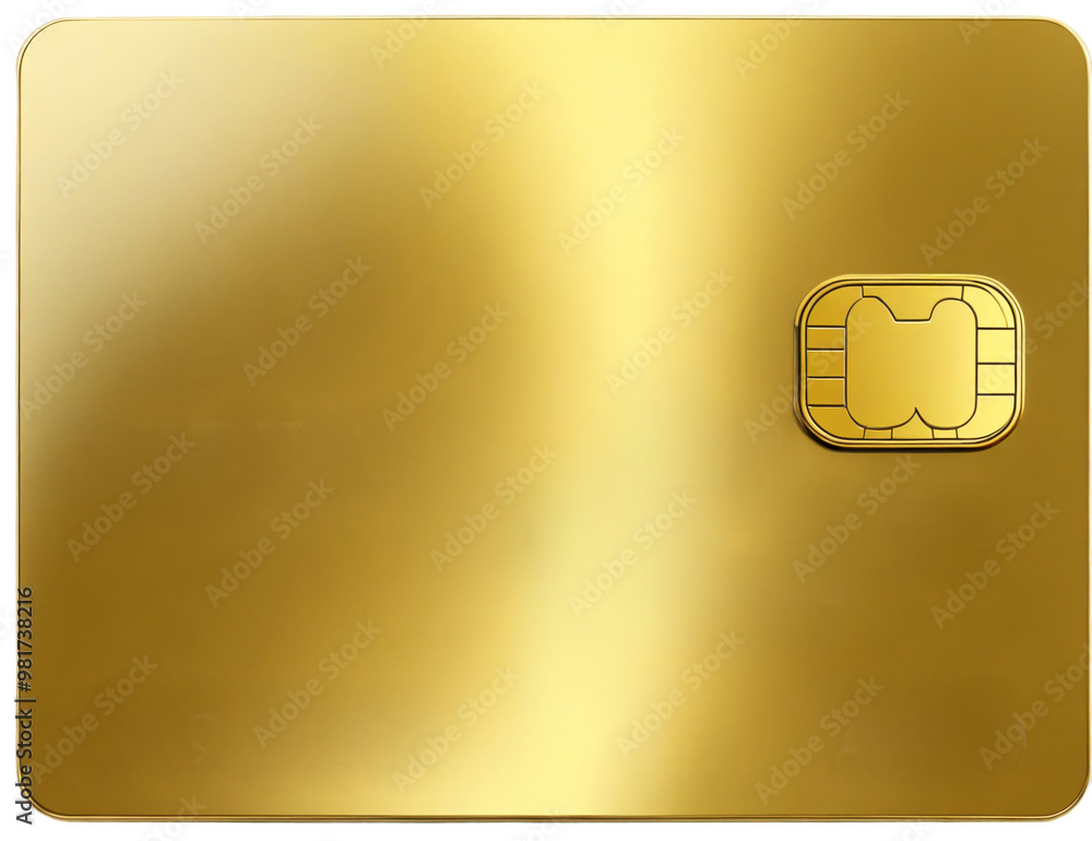 Gold credit card with sim card isolated on transparent background ...