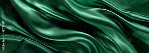 Green silk or satin luxury cloth texture background