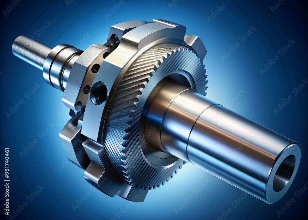 A high-quality digital illustration of a pipe reamer's cutting head, magnified and isolated on a gradient blue background, highlighting its intricate mechanism and precision engineering A high-quality digital illustration of a pipe reamer's cutting head, magnified and isolated on a gradient blue background, highlighting its intricate mechanism and precision engineering