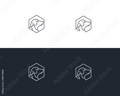 Dog and cat logo design template vector, line of pet logo design suitable for pet shop, store, cafe, business, hotel, veterinary clinic, Domestic animals vector illustration logotype, sign or symbol