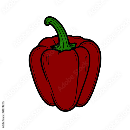 fresh red pepper vegetable isolated icon