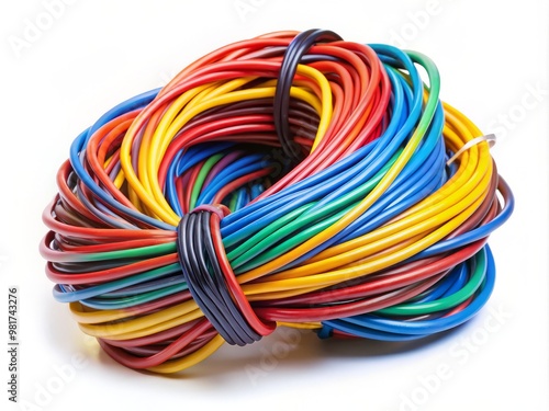 Wallpaper Mural A collection of colorful cables and wires nestled in a tidy bundle, set against a crisp white background, with each strand carefully labeled and arranged to showcase precision and order. Torontodigital.ca