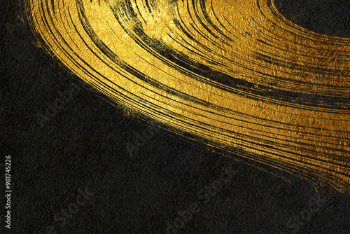 Japanese background with gold pattern on black Japanese paper.