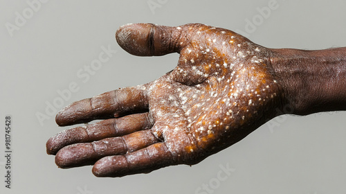 Monkeypox Rash on Hand Symbolizing Contagion and Need for Medical Care photo