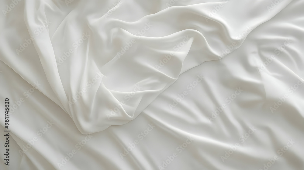A smooth, flowing white fabric drapes elegantly, creating a serene and minimalist aesthetic, ideal for backgrounds and textures. A smooth, flowing white fabric drapes elegantly, creating a serene and minimalist aesthetic, ideal for backgrounds and textures.