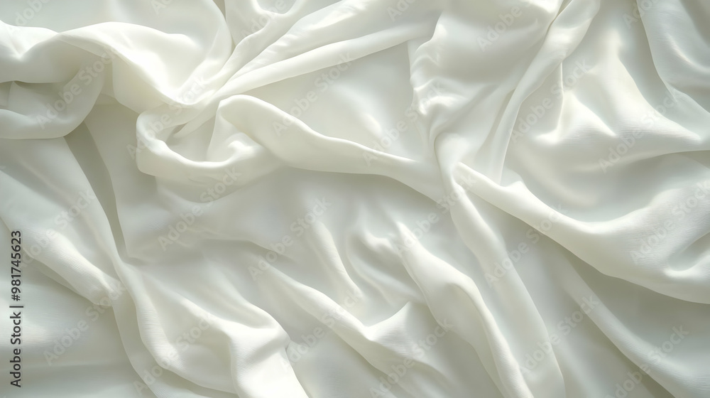 Elegant white satin fabric with soft folds and smooth texture, perfect for backgrounds or fashion-related projects. Elegant white satin fabric with soft folds and smooth texture, perfect for backgrounds or fashion-related projects.