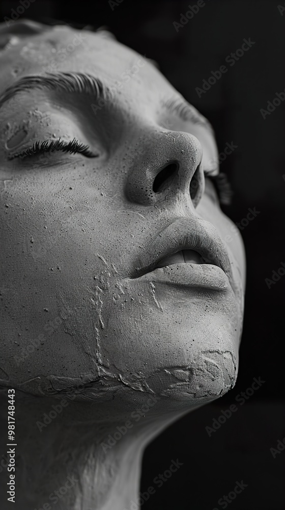 Close-up of a Clay Sculpture of a Human Face Close-up of a Clay Sculpture of a Human Face