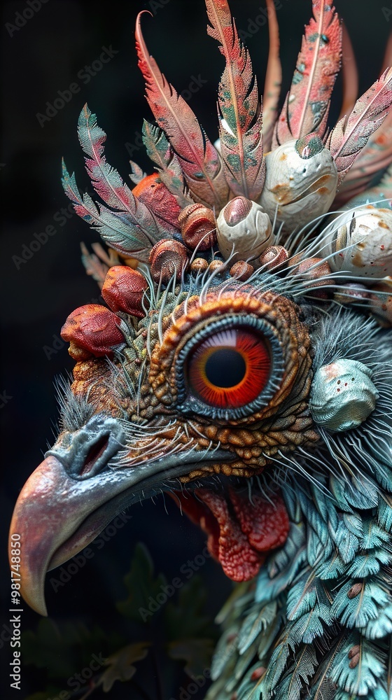 Close-Up of a Colorful Bird with Feathers and Detailed Texture Close-Up of a Colorful Bird with Feathers and Detailed Texture