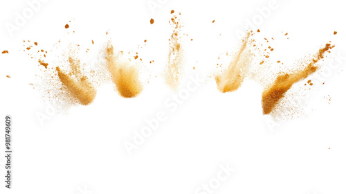 Sand flying explosion on a white transparent background