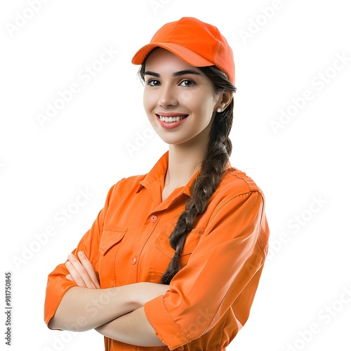 female worker with arms crossed